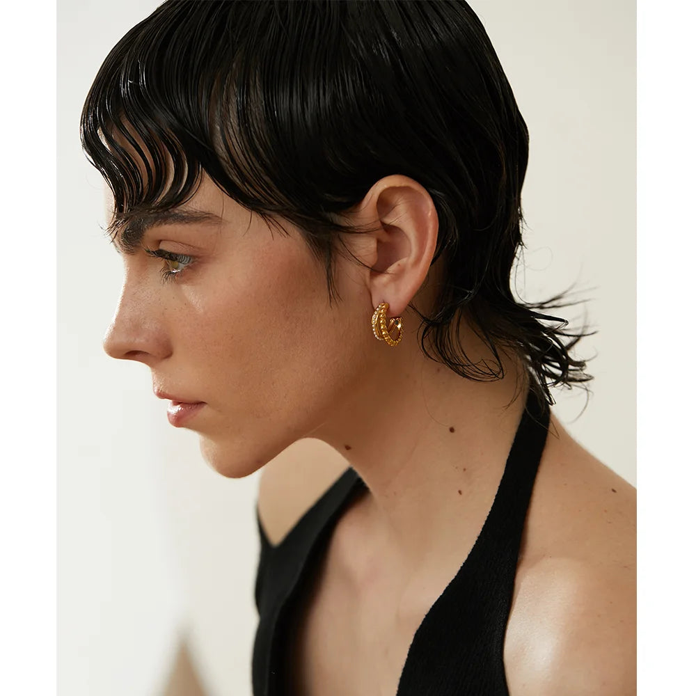 Yhpup vintage imitação de pérolas 18k banhado a ouro aço inoxidável brincos geométricos para mulheres moda joias à prova d'água