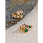 Anel Dourado, Anel de Luxo, Anel ouro, Anel com pedra, Anel regulável, Anel Luxuoso, Anel Coração