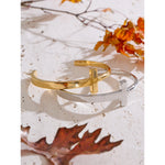 Yhpup 55mm 2025 pulseira de punho cruzado de aço inoxidável brilhante banhado a PVD polido acessórios de joias de pulso aberto