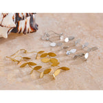 Yhpup vintage retro velho folha de aço inoxidável longo pendurado brincos pvd chapeado evitar alergia metal elegante jóias frança