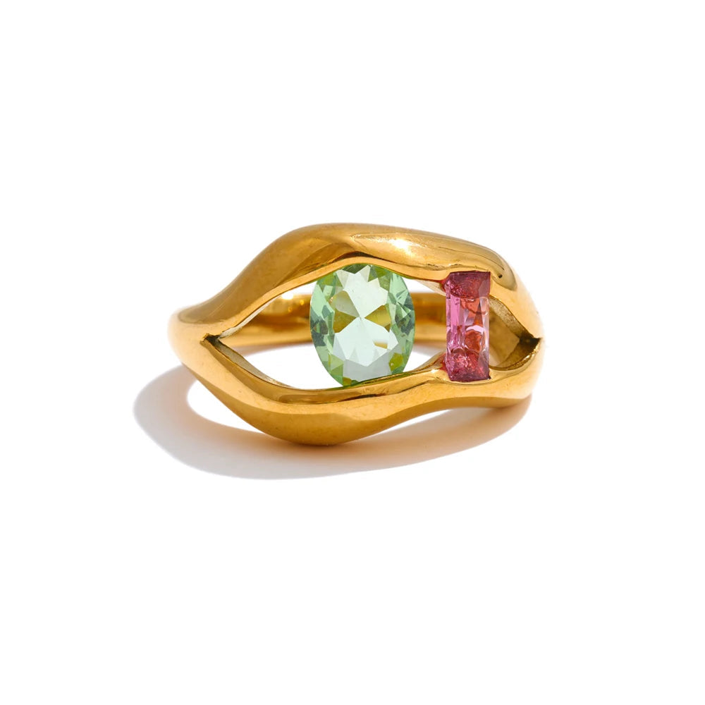 Yhpup tamanho 678 moda exclusivo design labial anel para mulheres banhado a ouro zircônia cúbica aço inoxidável joias de dedo recém chegados