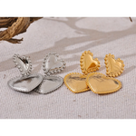 Yhpup-Coração De Metal De Aço Inoxidável e Amor Gota Brincos Românticos, 18K PVD Plated Textura Jóias, Grande Promoção, Atacado