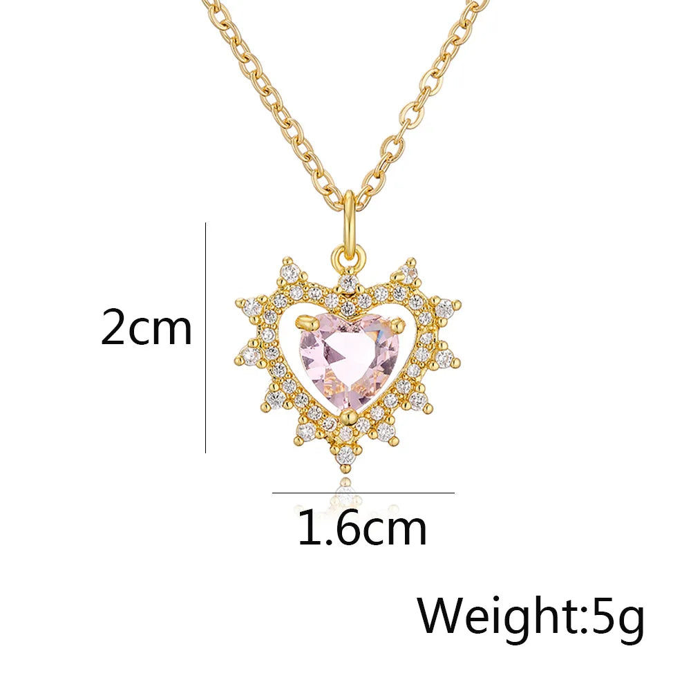 Colar com Coração Pingente em Zircônia - Lafemininy