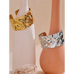 Yhpup ampla grande aço inoxidável metal manguito aberto pulseira 18k ouro pvd banhado declaração à prova dwaterproof água jóias de pulso bijoux