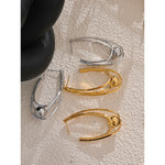 Yhpup Brincos Huggie geométricos de aço inoxidável banhados a ouro e platina PVD à prova de ferrugem pingente de metal joia de declaração diária presente