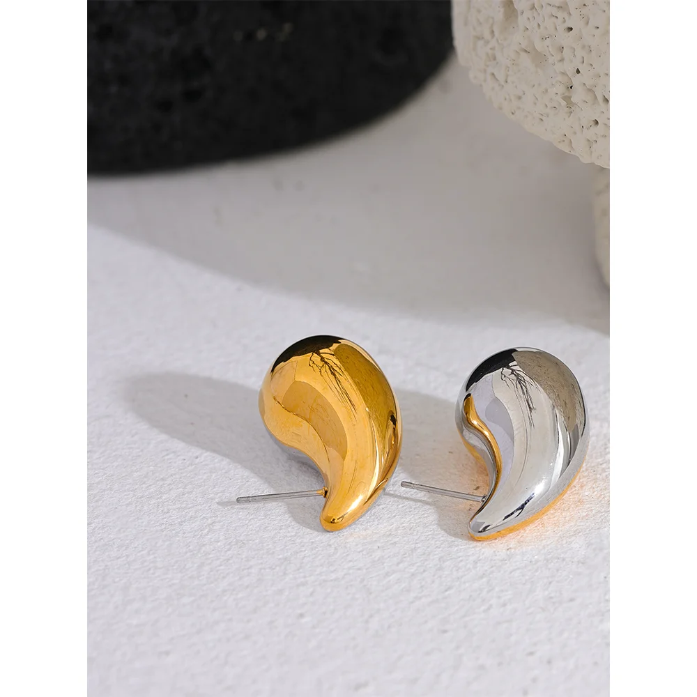 Yhpup branco verde esmalte aço inoxidável grosso gota de água brincos 18k pvd banhado à prova dwaterproof água moda jóias presente feminino