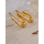 Yhpup Brincos Huggie geométricos de aço inoxidável banhados a ouro e platina PVD à prova de ferrugem pingente de metal joia de declaração diária presente