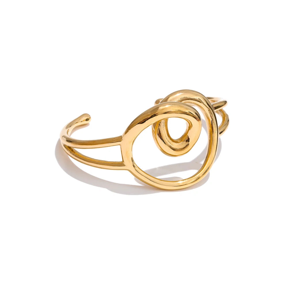 Yhpup minimalista oco coração manguito aberto pulseira 316l aço inoxidável pvd banhado atraente jóias de pulso resistente à água