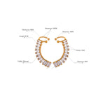 Yhpup requintado luxo bling zircônia cúbica 18k banhado a ouro aço inoxidável clipe de orelha brincos elegantes charme jóias femininas