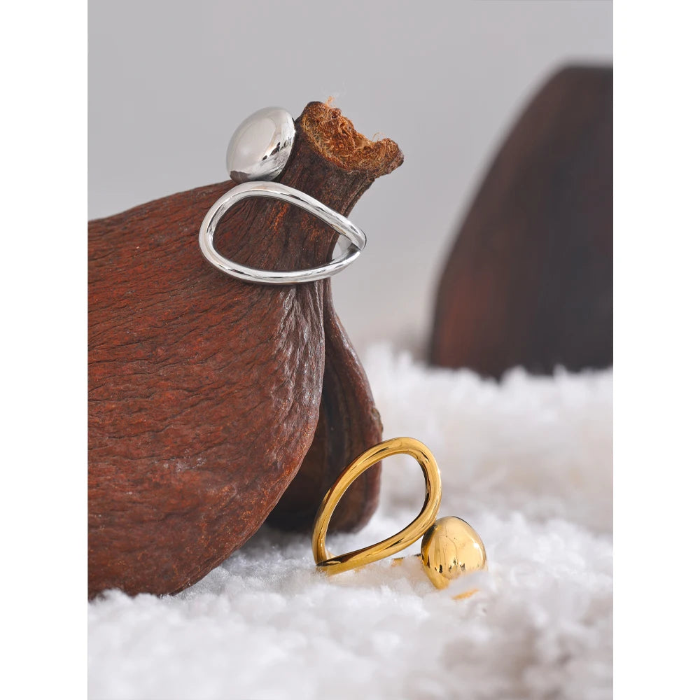 Yhpup criativo 316l aço inoxidável moda geométrica aberto anel ajustável 18k pvd banhado novo diário chique jóias de alta qualidade