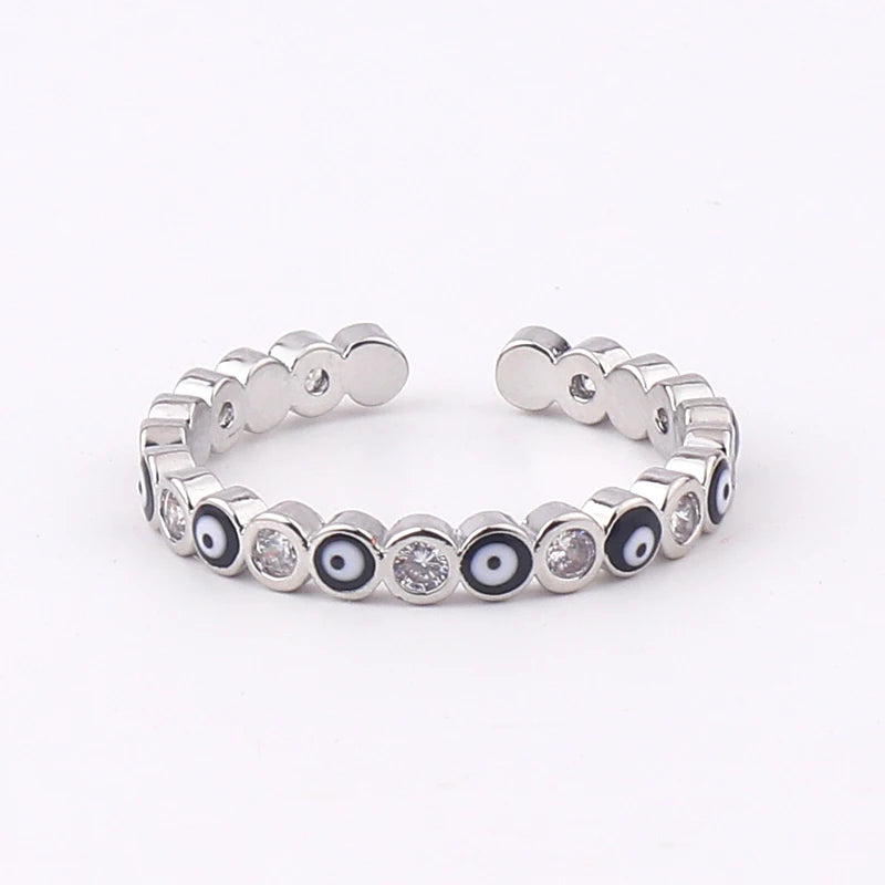 Lucky Eye Azul Turco Evil Eye Anel Aberto Cobre Cor Dourada Anéis de Dedo Ajustáveis para Mulheres Meninas Homens Moda Jóias