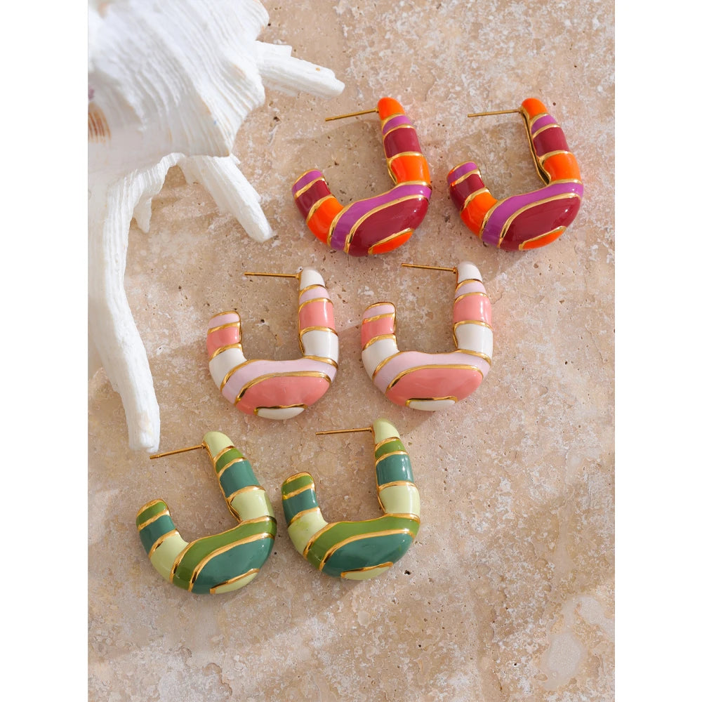 Yhpup doce colorido moda brilhante juventude 316l brincos de fundição de aço inoxidável exclusivo y2k fada arco-íris jóias presente elegante