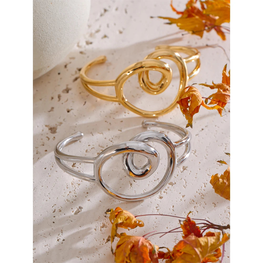 Yhpup minimalista oco coração manguito aberto pulseira 316l aço inoxidável pvd banhado atraente jóias de pulso resistente à água