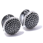 Yhpup luxo bling multi cor zircônia cúbica aço inoxidável redondo oco brincos de argola para mulheres à prova dwaterproof água moda jóias