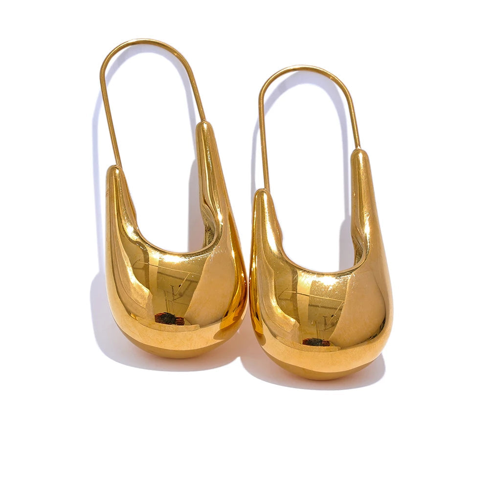 Yhpup Brincos de argola geométricos de aço inoxidável de alta qualidade 18K PVD banhado a textura elegante joias incomuns para mulheres