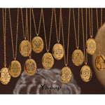 Yhpup novo 316 aço inoxidável 12 constelação gota pingente colar à prova dwaterproof água jóias douradas 18 k colar de metal presente