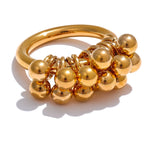 Yhpup anel de contas redondas em camadas de metal de aço inoxidável de alta qualidade 18K banhado a ouro PVD textura acessórios de joias personalizados