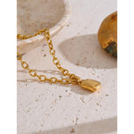 Yhpup personalizado metal liso retângulo pingente colar resistente a manchas corrente de aço inoxidável charme jóias alta qualidade