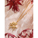 Yhpup colar com pingente de sol de zircônia, delicado, à prova d'água, estilo popular, aço inoxidável, joias de alta qualidade, presente