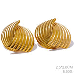 Yhpup brincos geométricos incomuns de aço inoxidável, evitam alergias, metal simples, 18k, banhado a ouro pvd, joias, presente