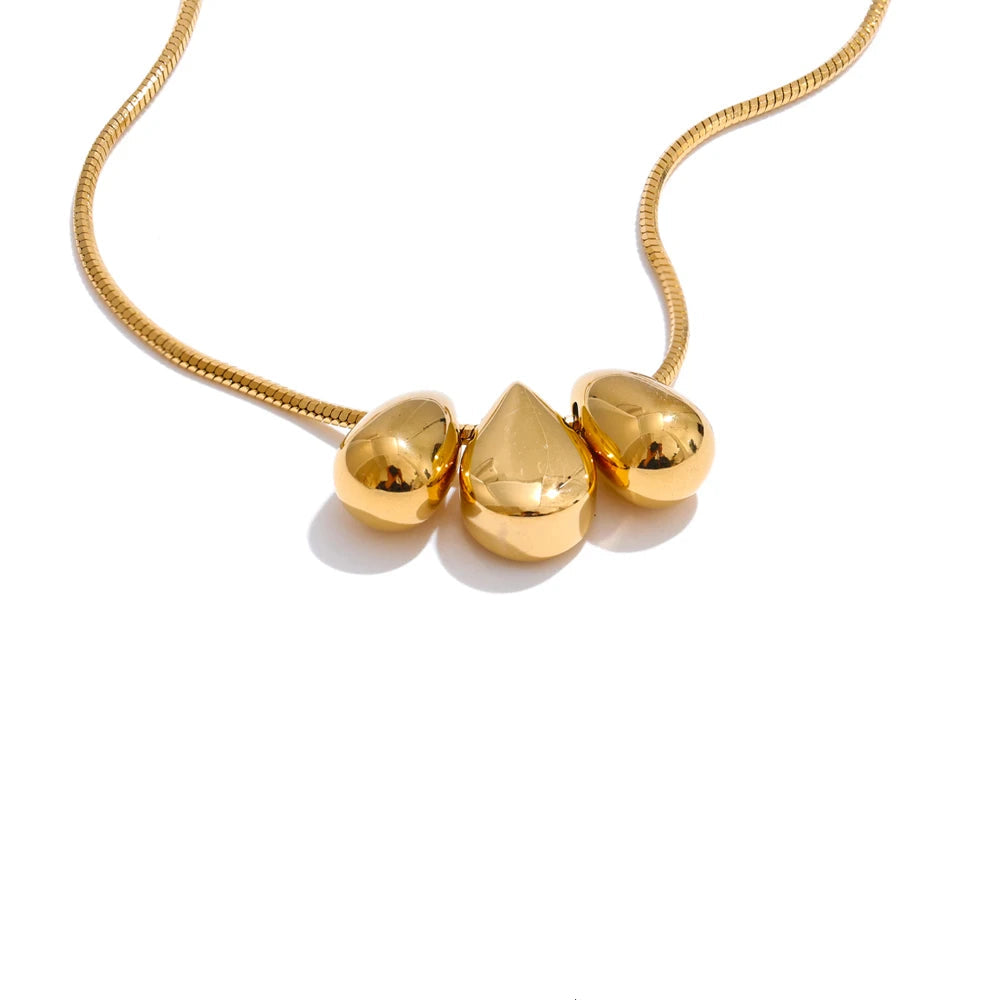 Yhpup estilo quente 316l aço inoxidável fundido gota de água pingente colar pvd banhado à prova dwaterproof água charme colar charme jóias presente