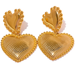 Yhpup-Coração De Metal De Aço Inoxidável e Amor Gota Brincos Românticos, 18K PVD Plated Textura Jóias, Grande Promoção, Atacado