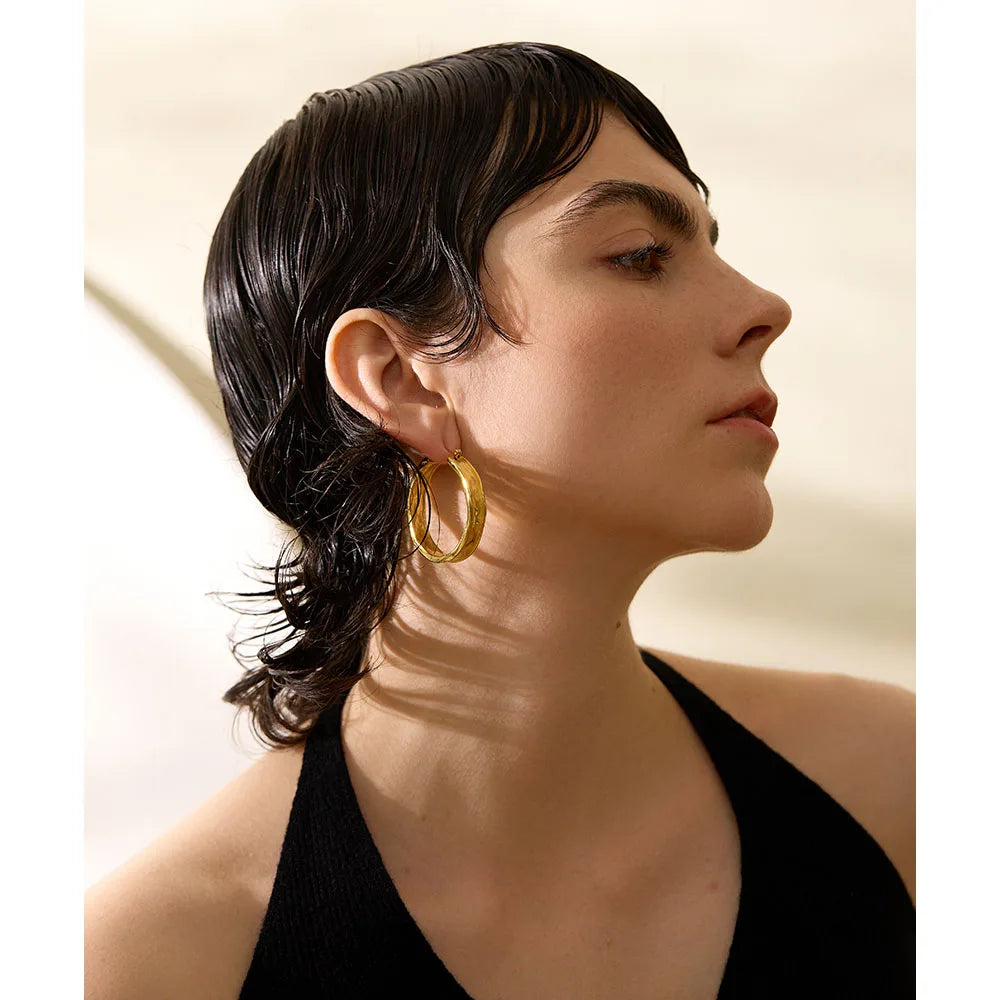 Yhpup 42mm de alta qualidade fundido 316l aço inoxidável redondo grande argola brincos minimalista metal moda pvd cor ouro jóias femininas