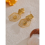 Yhpup elegante design exclusivo de aço inoxidável concha oca brincos 18k banhado a ouro estilo oceano joias diárias