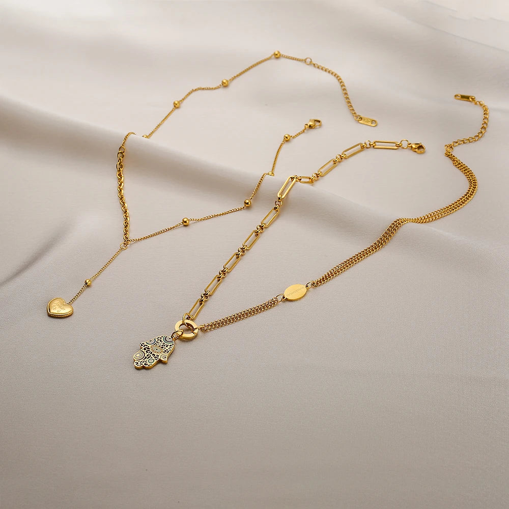 Gargantilha Coração e Palma - Lafemininy