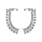 Yhpup requintado luxo bling zircônia cúbica 18k banhado a ouro aço inoxidável clipe de orelha brincos elegantes charme jóias femininas