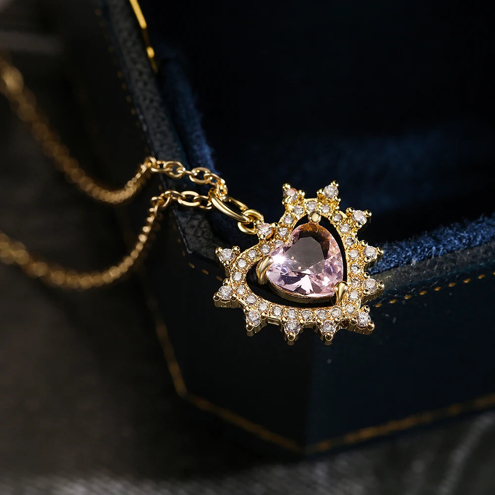 Colar com Coração Pingente em Zircônia - Lafemininy