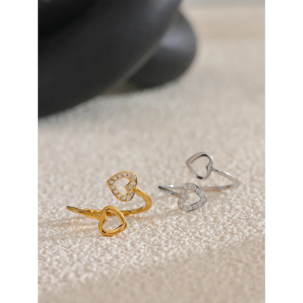 Anel Dourado, Anel de Luxo, Anel ouro, Anel com pedra, Anel regulável, Anel Luxuoso, Anel Coração