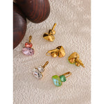 Yhpup moda cristal doce brincos aros franceses na moda branco verde rosa y2k joias de verão para mulheres 18k banhado a pvd