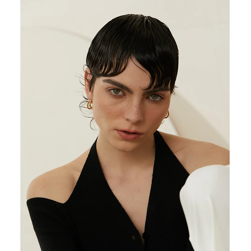 Yhpup vintage imitação de pérolas 18k banhado a ouro aço inoxidável brincos geométricos para mulheres moda joias à prova d'água