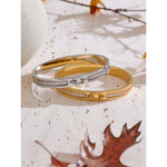 Yhpup pulseira redonda de zircônia de alta qualidade, joias exclusivas de aço inoxidável chique, presente à prova d'água