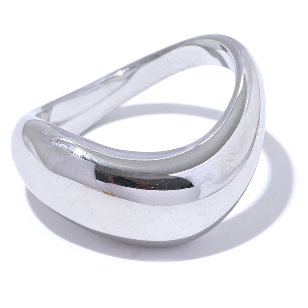 Yhpup minimalista suave aço inoxidável metal geométrico anel de dedo à prova dwaterproof água 18k pvd banhado jóias distintas bijoux novo