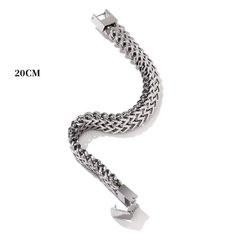 Yhpup unissex jóias de aço inoxidável cubana link corrente pulseira homem mulher 18k banhado a ouro heavy metal à prova dwaterproof água