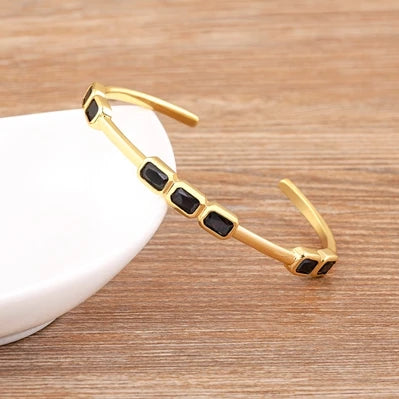 Nidin-Banhado a Ouro Inlay Pulseiras de Zircão para Mulheres, Pulseiras Simples, Luxo Leve, Joalheria Ajustável, Tendência da Moda, Nova