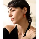 Yhpup multicolorido esmalte de aço inoxidável geométrico grosso brincos de argola feminino elegante metal à prova d'água joias para festa de verão