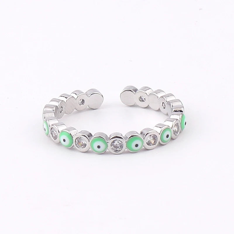 Lucky Eye Azul Turco Evil Eye Anel Aberto Cobre Cor Dourada Anéis de Dedo Ajustáveis para Mulheres Meninas Homens Moda Jóias