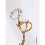 Yhpup delicado brilhante zircônia cúbica aço inoxidável dupla camada clássico anel de alta qualidade presente feminino requintado jóias românticas