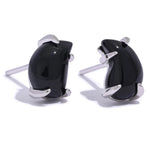 Yhpup-925 brincos femininos de gota d'água de prata esterlina, pedra natural de opala, joias requintadas, preto e branco, presente chique, moda fina