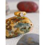 Yhpup aaa brilhante zircônia cúbica gota de água geométrica anel dourado alta qualidade delicado suave jóias acessórios para presente feminino