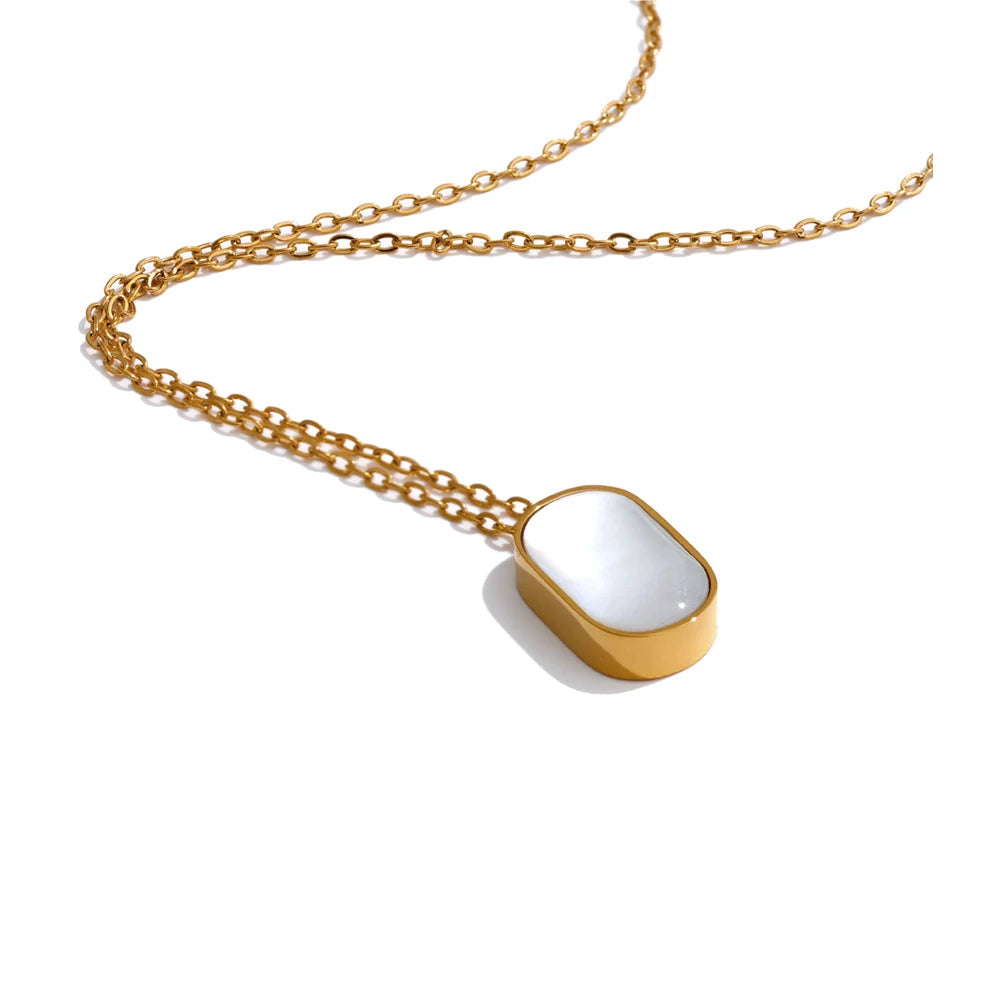 Yhpup qualidade mais grosso natural concha pingente colar corrente de ouro aço inoxidável versátil popular estilo coreano jóias presente