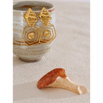 Yhpup elegante design exclusivo de aço inoxidável concha oca brincos 18k banhado a ouro estilo oceano joias diárias