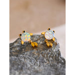 Yhpup requintado colorido resina sorte peixinho balançar brincos para mulheres de aço inoxidável estética jóias diárias evitar alergia