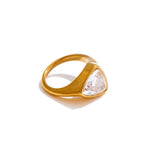 Yhpup tamanho 678 aaa brilhante zircônia cúbica anel de dedo geométrico de alta qualidade aço inoxidável 18k banhado a ouro joias à prova de ferrugem