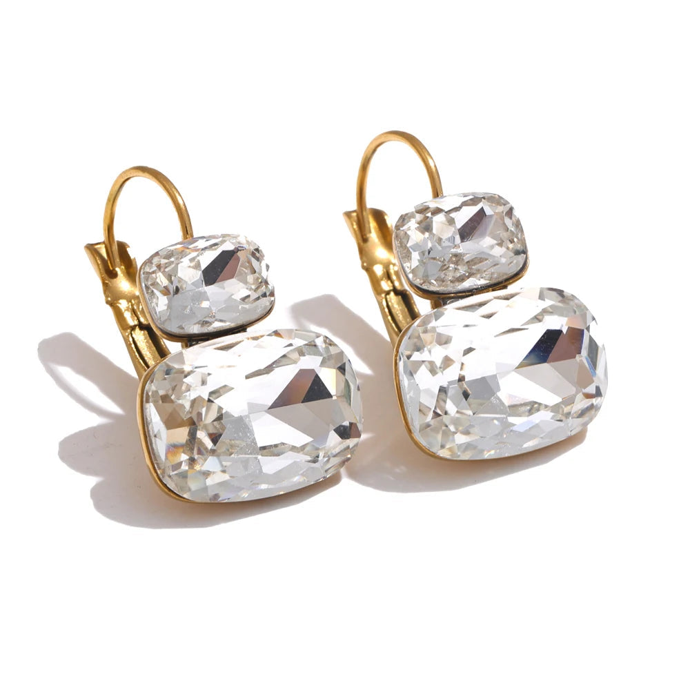 Yhpup moda cristal doce brincos aros franceses na moda branco verde rosa y2k joias de verão para mulheres 18k banhado a pvd