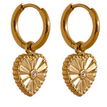 Yhpup moda coração gota 18k cor de ouro aço inoxidável à prova dwaterproof água huggie hoop brincos feminino encantos jóias diárias alta qualidade