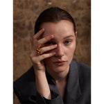 Yhpup declaração de aço inoxidável empilhados contas artesanal anel dourado para mulheres resistente a manchas metal atraente jóias exclusivas